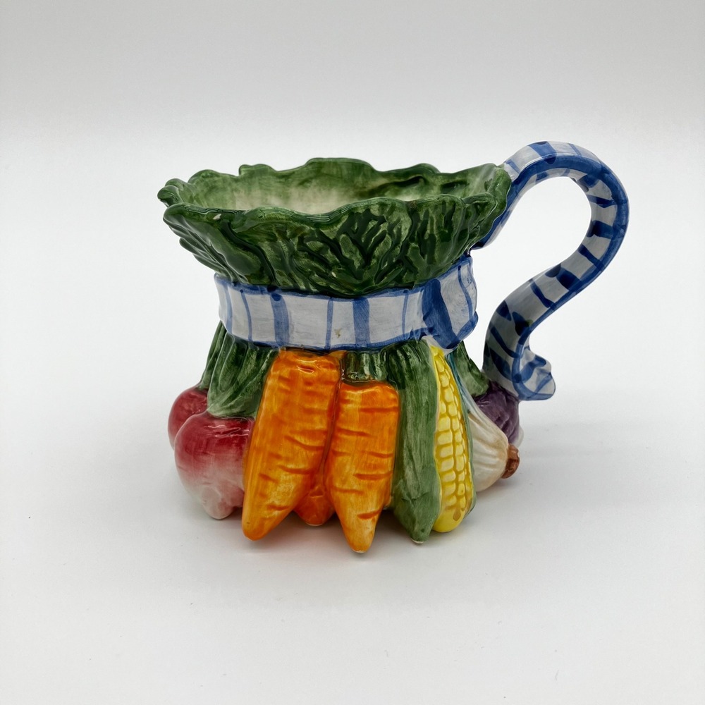 Fitz and Floyd Vegetable Garden Basket Creamer 10 oz Multicolor Vintage 1995